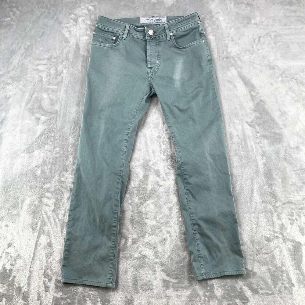 Jacob Cohen Pants Mens 31 Turquoise Blue Model 688 Special Button Fly